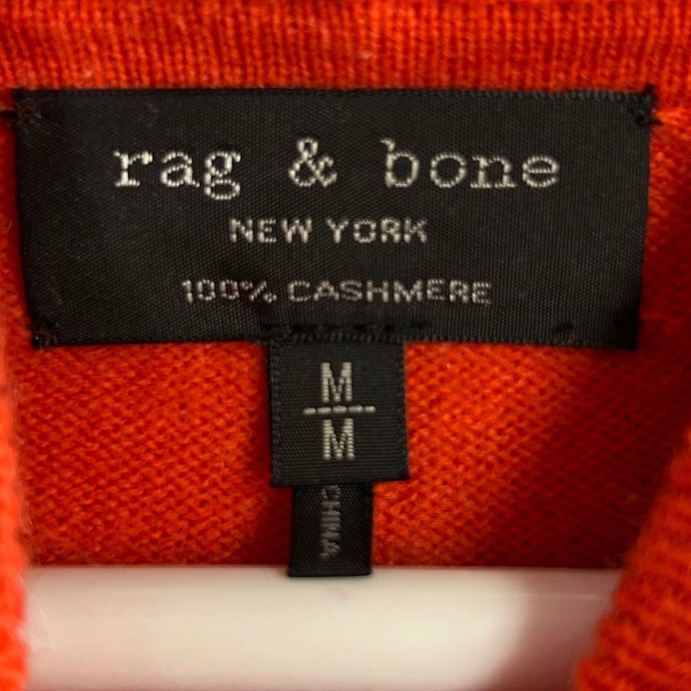 Rag & Bone Dopamine Dressing Cashmere Hoodie Sweater M Quiet Luxury Chic Orange - Picture 8 of 10